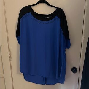 Lane Bryant Blue and Black Blouse